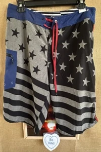 Volcom Mod Tech Bandera Americana Tablero Corto 36 Bolsillos Elástico Multicolor Relajado - Imagen 1 de 8