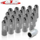 M12X1.5mm Locking Lug Nuts Track Extended Open Ended 20 Pieces Gray For Toyota Hyundai Pony