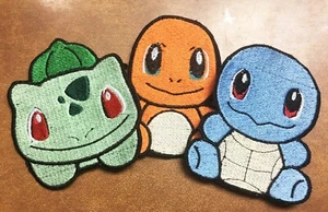 Bulbasaur Squirtle Charmander Pokemon Kanto Region Starters Iron On Patches - Picture 1 of 4
