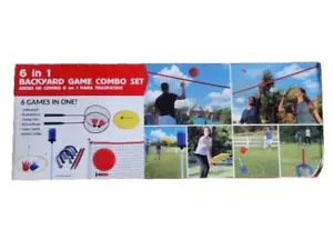 NEW MD Sports 6 in 1 Backyard Game Combo Set, Volleyball, Badminton, Flying Disc - Picture 1 of 8