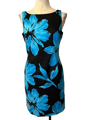 Vestido Jones New York 10 Negro Azul Elástico Algodón Sin Mangas Carrera Iglesia Foto 1 de 4