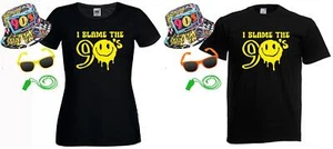 Adults I Blame The 90's Rave Raver Acid House Festival Party Fancy Dress Kit - Picture 1 of 13