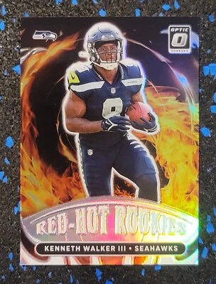 2022 DONRUSS OPTIC FOOTBALL KENNETH WALKER RED HOT ROOKIES SILVER HOLO  #RHR-7 - Image 1 of 2