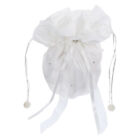 White Satin Bridal Dolly Bag with Rhinestone and Pearl Decoration