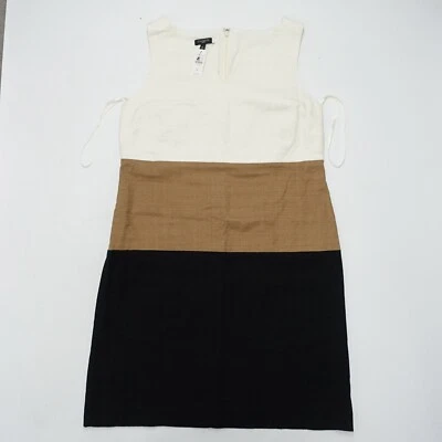 Vestido Vaina Talbots Texturizado Para Mujer 8P Bloques de Color Algodón Cuello Dividido Sin Mangas Foto 1 de 4