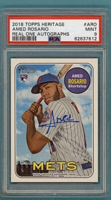 2018 Topps Heritage Amed Rosario Real One Auto Issue - #ARO PSA 9! POP 6! Mets! - Image 1 of 2