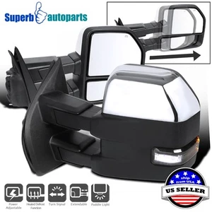 Fits 2015-2019 Ford F150 Power Heated Tow Mirrors+Smoke LED Signal+Puddle - Picture 1 of 13