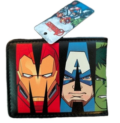 Marvel Avengers Bi-Fold Wallet Buckle-Down Iron Man Hulk Thor Black Panther - Image 1 of 3