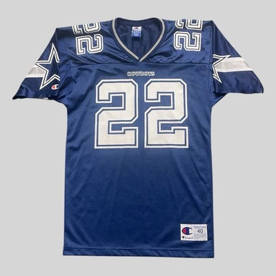Camiseta de fútbol americano vintage de los Dallas Cowboys Emmit Smith Champion de la NFL talla 40 mediana nueva Foto 1 de 4