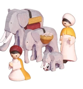 Elefantentreiber 5-teilig gebeizt Krippenfiguren - Ulmik Erzgebirge - NEU & OVP - Picture 1 of 1