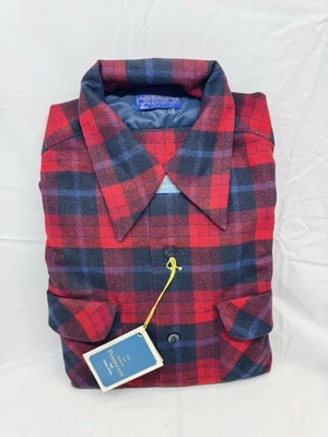 RARO NUEVO De colección 1978 Rojo Cuadros Pendleton 100% Lana Virgen Cuadros MEDIANO P1 Foto 1 de 4