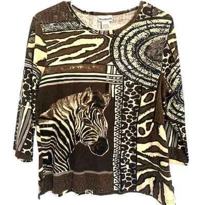 Top Bon Worth Estampado Animal Pequeño Marrón Cebra Safari Cuentas Artístico Boho Elástico Foto 1 de 4