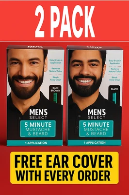 2X 男士精选胡须胡须染发剂深棕色或黑色 5 分钟凝胶 — 第 1/4 张图片