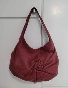 Isabella Fiore Belle Fleur Alexandria Hobo Burgundy Leather Shoulder Bag - Picture 1 of 14