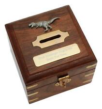 T-Rex Whole Wooden Money Box Chest With FREE Engraving Gift 377