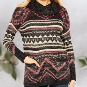 Lucky Brand cowl neck tunic sweater with pockets Women’s Size L Large - Picture 1 of 6