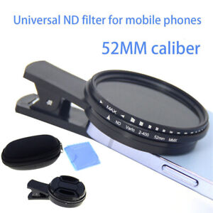 Lens Filter 52mm ND2 To ND400 Lens+Clip+Lens Cover+Bag for Phone Camera Kit USA