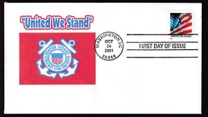2001 Flag issue 34c FDC Sc 3550 coil single with U S Coast Guard theme cachet - Picture 1 of 1