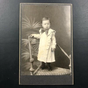 Antique Victorian Cabinet Card Real Photo Pretty Little Girl Gingham Child Dress - Picture 1 of 5