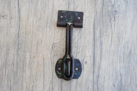 Vintage iron drawer dresser tool box chest trunk drop lifting latch lock ornate Cover