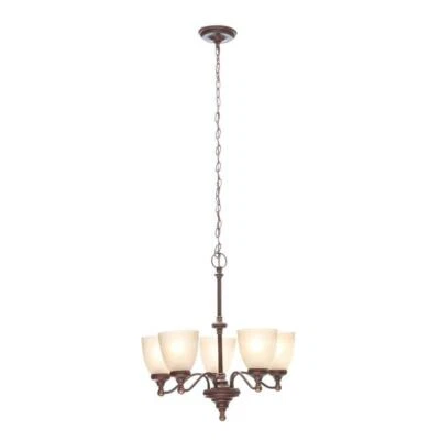 NEW HAMPTON BAY Bristol 5-Light Nutmeg Bronze Chandelier with Tea-Stained Glass  - Image 1 of 2