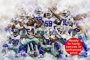 Dallas Cowboy Defense Wall Art, Dallas Cowboy Defense Cowboy Lienzo Acuarela, - Imagen 1 de 8