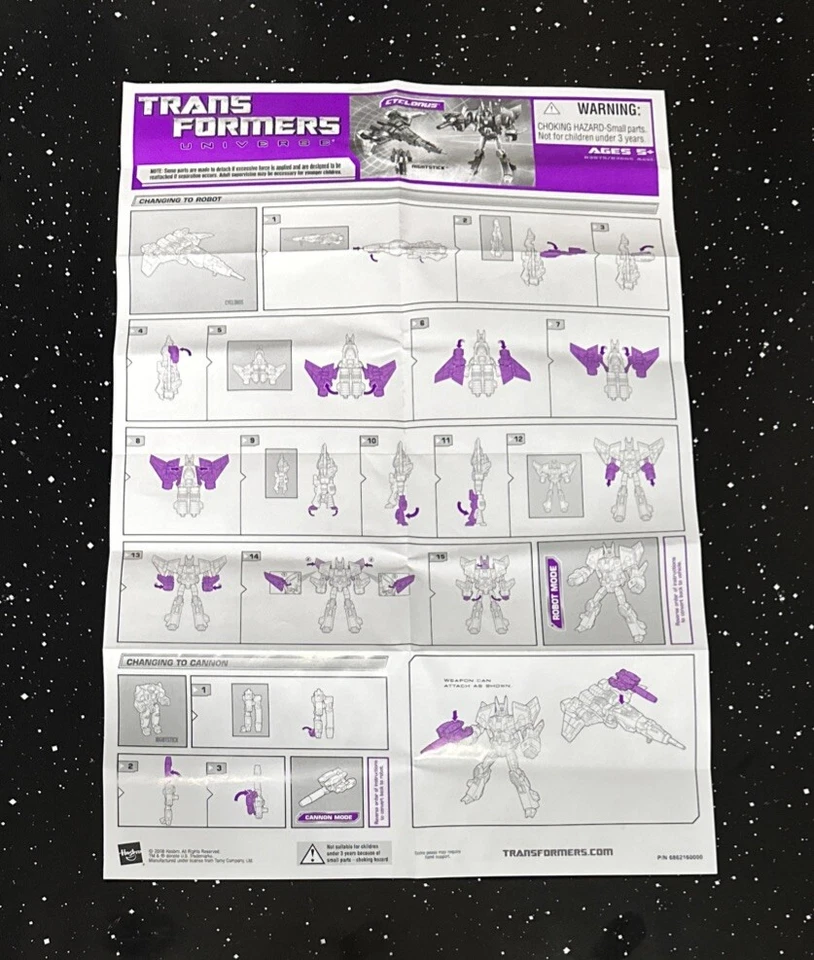 Hasbro Transformers Universe Cyclonus Decepticon Instruction Sheet - Image 1 of 1