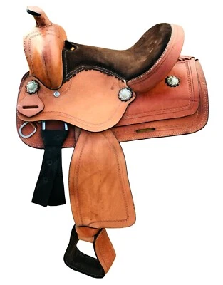 Sillín de cuero Western Barrel Horse para niños jóvenes con asiento de gamuza 8" 10" 12" 13" Foto 1 de 3