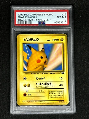 1999 Pokemon Japanese Promo SNAP PIKACHU Trainer Card Magazine Vol-1 PSA8 NM-MT - Image 1 of 2