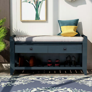 Shoe Storage Benches With Cushion Seating And Storage Drawers With Bottom Shelf