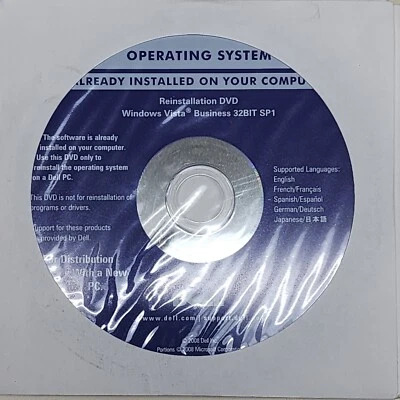 Microsoft Windows Vista Business SP1 (32-Bit) Install DVD - NEW! - Dell OEM - Image 1 of 2