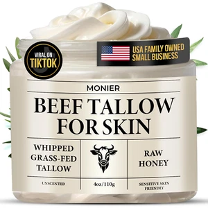 Whipped Tallow Balm w/ Honey - Organic Moisturizer for Dry, Sensitive Skin - Picture 1 of 11