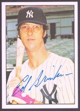 ED BRINKMAN 1975 SSPC #447 AUTOGRAPH YANKEES Auto Signed Senators Tigers d.2008