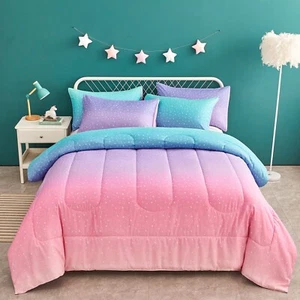 Yogeneg Rainbow Comforter Set Twin Size for Teen Girl &Boys Women,Metallic St... - Picture 1 of 6