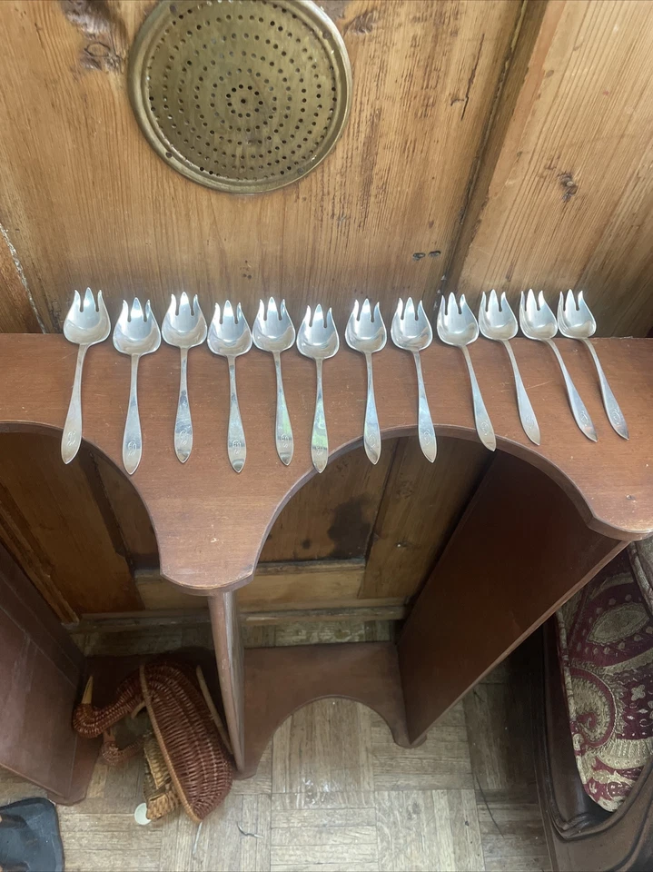 Juego de 12 horquillas de helado antiguas shreve buckingham plata esterlina  Foto 1 de 4