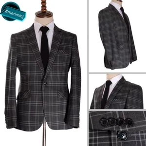 Gray Check Slim Fit 1-Button Blazers/Sports Jacket For Men  In Sizes 36 to 46 - Picture 1 of 1