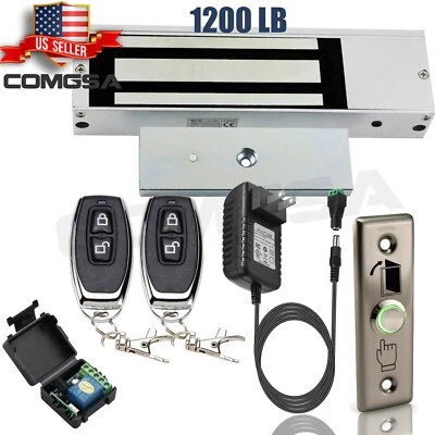 COMGSA Door entry Access Control System, Electric Magnetic Lock 1200lb 500kg, 2 Remote