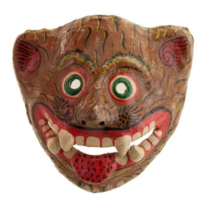 Masque ethnique de Rituel en papier maché Polychrome du Népal - Tigre # 3932 - Picture 1 of 1