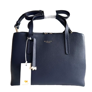 RADLEY Dukes Place Ink Blue Leather Medium Crossbody Grab Bag - New - RRP £239 - Picture 1 of 8