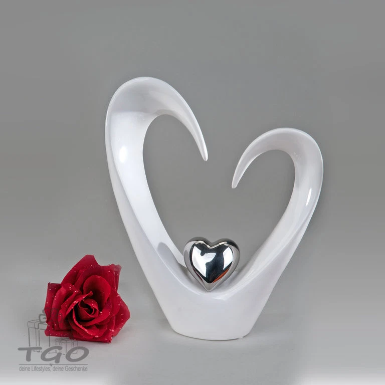 Formano Skulptur Objekt Herz mit kleine silber Herz 25cm-701527 - Bild 1 von 1