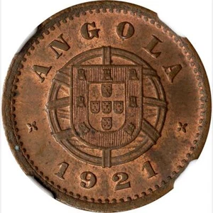 1921 Angola 2 Centavos NGC MS 63 BN. Scarce Date. KM-61 - Picture 1 of 4