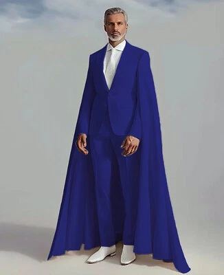 Trajes de hombre de negocios Esmoquin de un solo pecho Pico Solapa Cóctel Capa Larga Chaquetas Foto 1 de 4