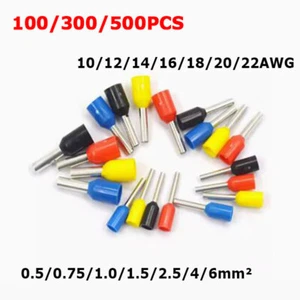 VE Wire Copper Crimp Connector Insulated Cord Pin End Terminal 22-10AWG 4-Colors - Picture 1 of 9