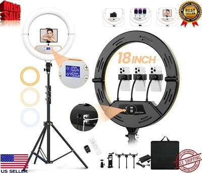 18 inches Dimmable LED Ring Light Kit with Adjustable Light Stand Holder 71 inch - Image 1 of 4