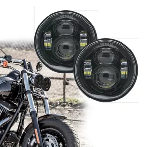For Harley Dyna Fat Bob FXDF 4.65" Inch LED Headlight Twin Dual DRL Hi/Low Beam - Picture 1 of 12