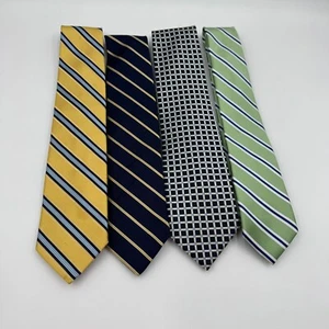 Nautica 100% Silk Four-Tie Bundle In Yellow Navy Green & Geometric Pattern - Picture 1 of 6