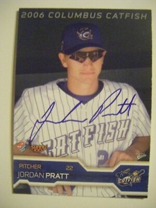 JORDAN PRATT signed 2006 COLUMBUS baseball card AUTO HOOD RIVER CENTRAL HS OR ga