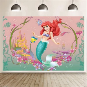 Ariel Little Mermaid Backdrop Birthday Party Background Photo Studio Supplies - Picture 1 of 6