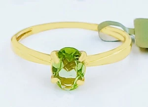 GENUINE 1.28 Cts PERIDOT SOLITAIRE RING 10K SOLID GOLD - Free Appraisal  - NWT - Picture 1 of 13