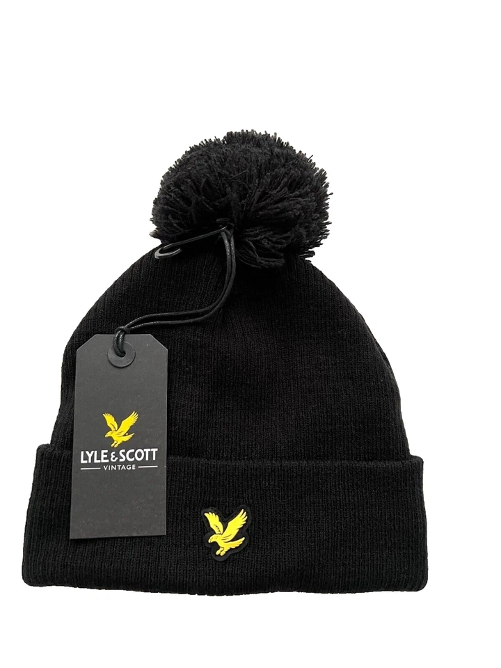 Gorro Lyle & Scott Vintage Tejido Pom Rib Negro Jet Foto 1 de 1